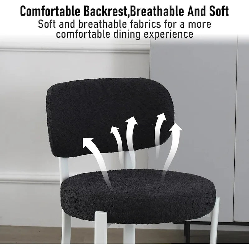 Chaises de salle à manger modernes rembourrées en boucle XINMICS avec pieds en métal blanc