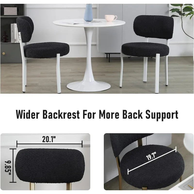 Chaises de salle à manger modernes rembourrées en boucle XINMICS avec pieds en métal blanc