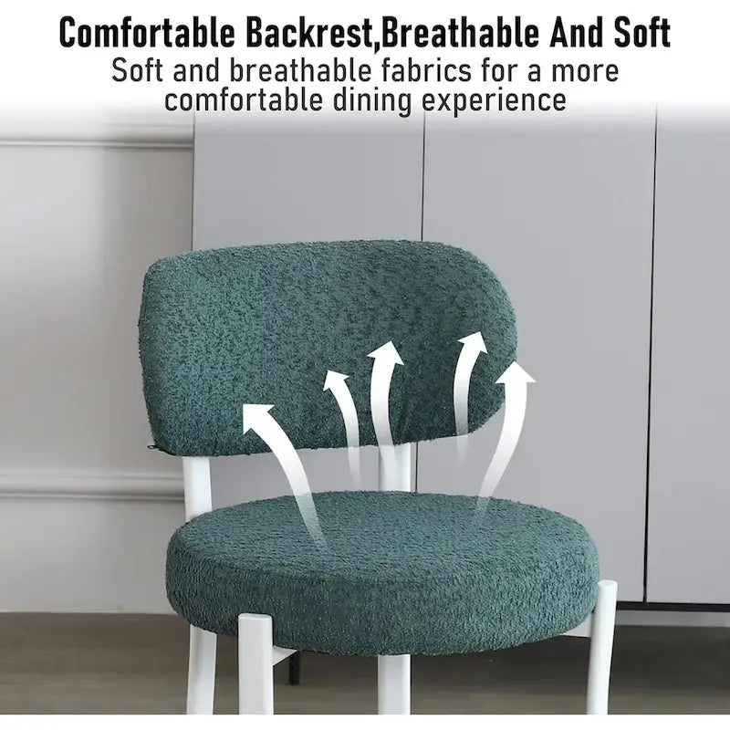 Chaises de salle à manger modernes rembourrées en boucle XINMICS avec pieds en métal blanc