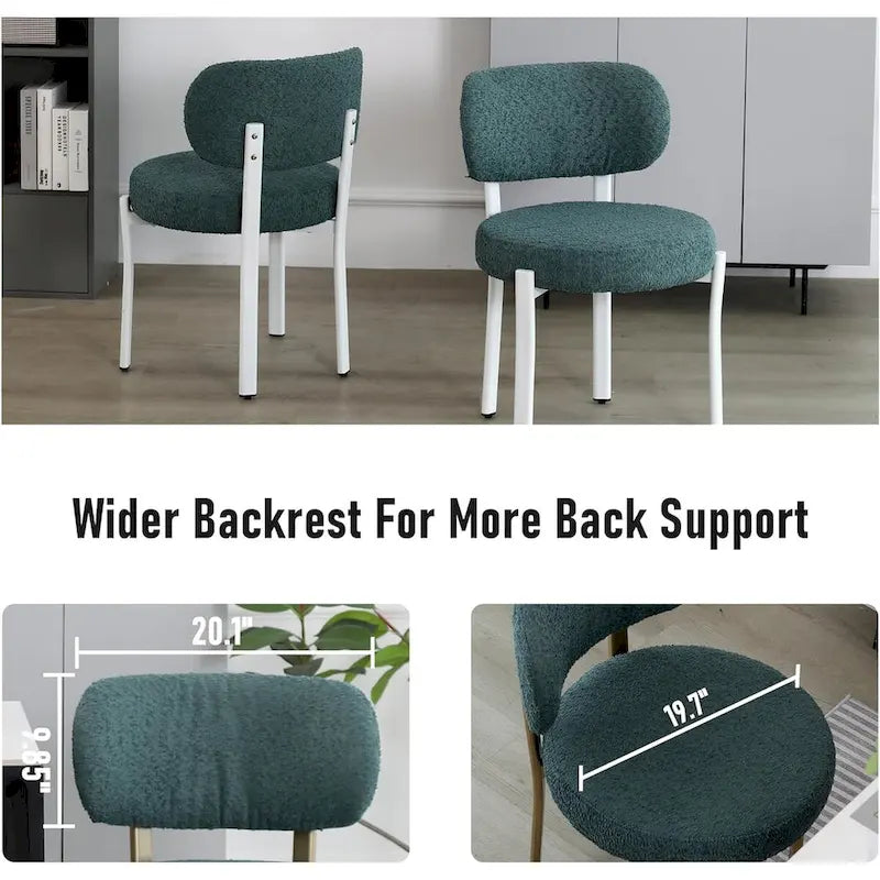 Chaises de salle à manger modernes rembourrées en boucle XINMICS avec pieds en métal blanc