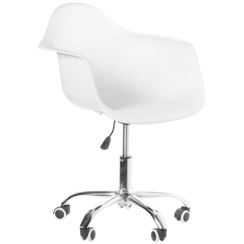 Chaise de bureau pivotante réglable de style moderne du milieu du siècle, coque moulée en plastique, avec roulettes