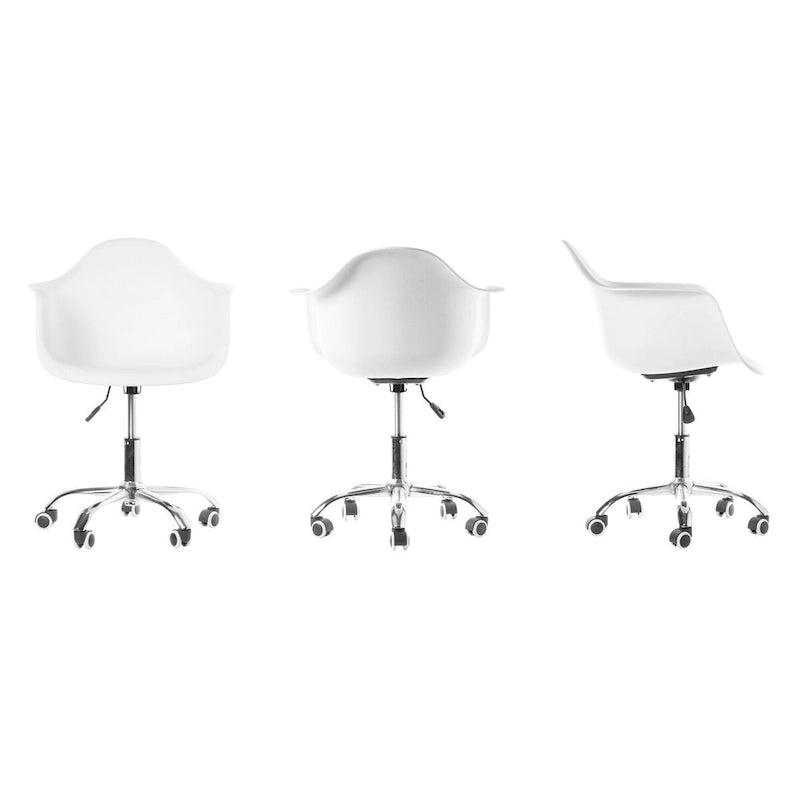 Chaise de bureau pivotante réglable de style moderne du milieu du siècle, coque moulée en plastique, avec roulettes