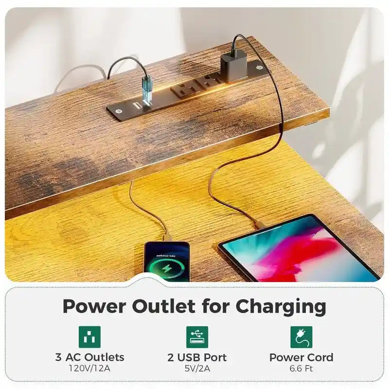 Bureau de 40 pouces avec prises électriques