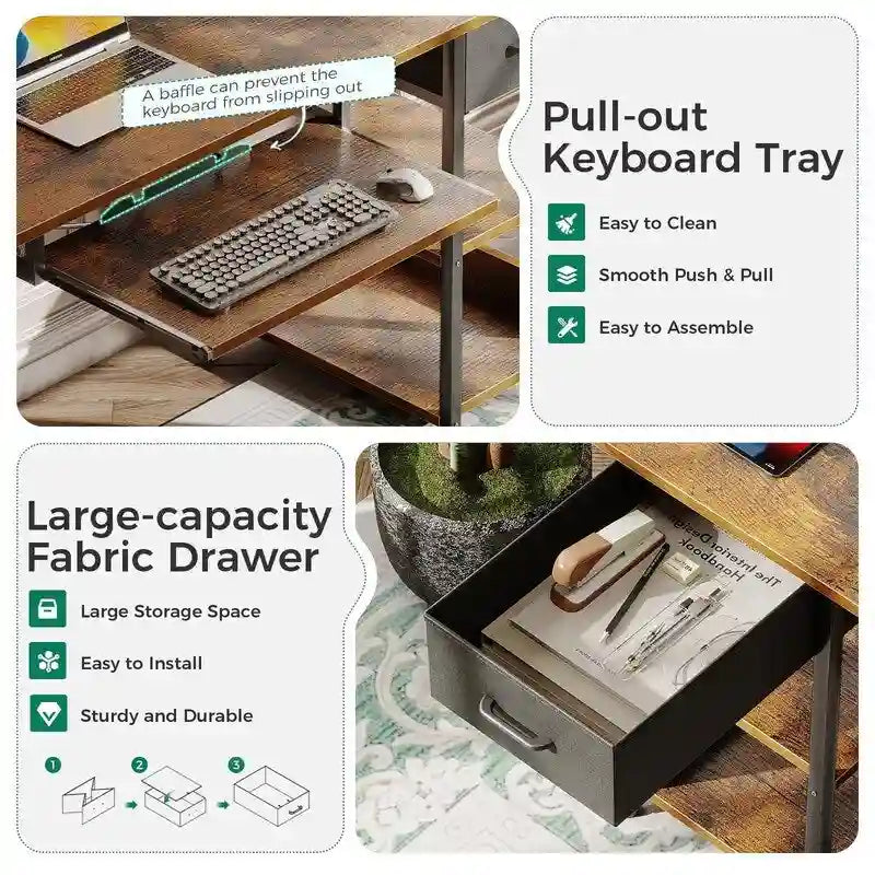 Bureau de 40 pouces avec prises électriques