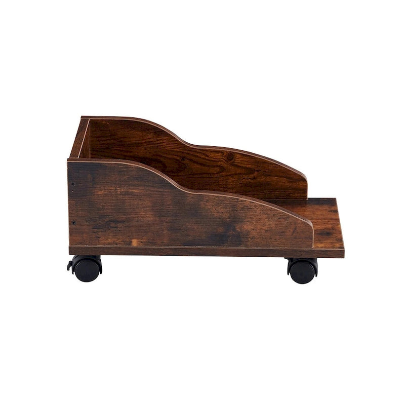 Bureau d'ordinateur en bois massif, table de bureau avec support pour PC, étagères de rangement et classeur, deux tiroirs, plateau pour unité centrale, une étagère