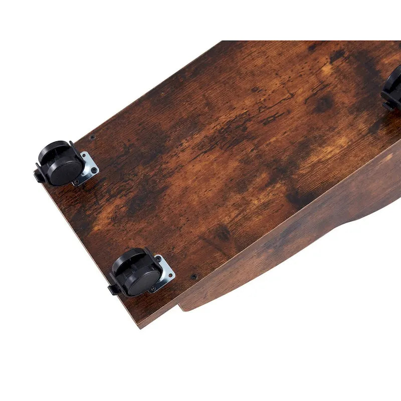 Bureau d'ordinateur en bois massif, table de bureau avec support pour PC, étagères de rangement et classeur, deux tiroirs, plateau pour unité centrale, une étagère