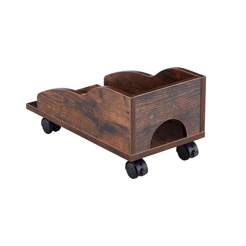 Bureau d'ordinateur en bois massif, table de bureau avec support pour PC, étagères de rangement et classeur, deux tiroirs, plateau pour unité centrale, une étagère