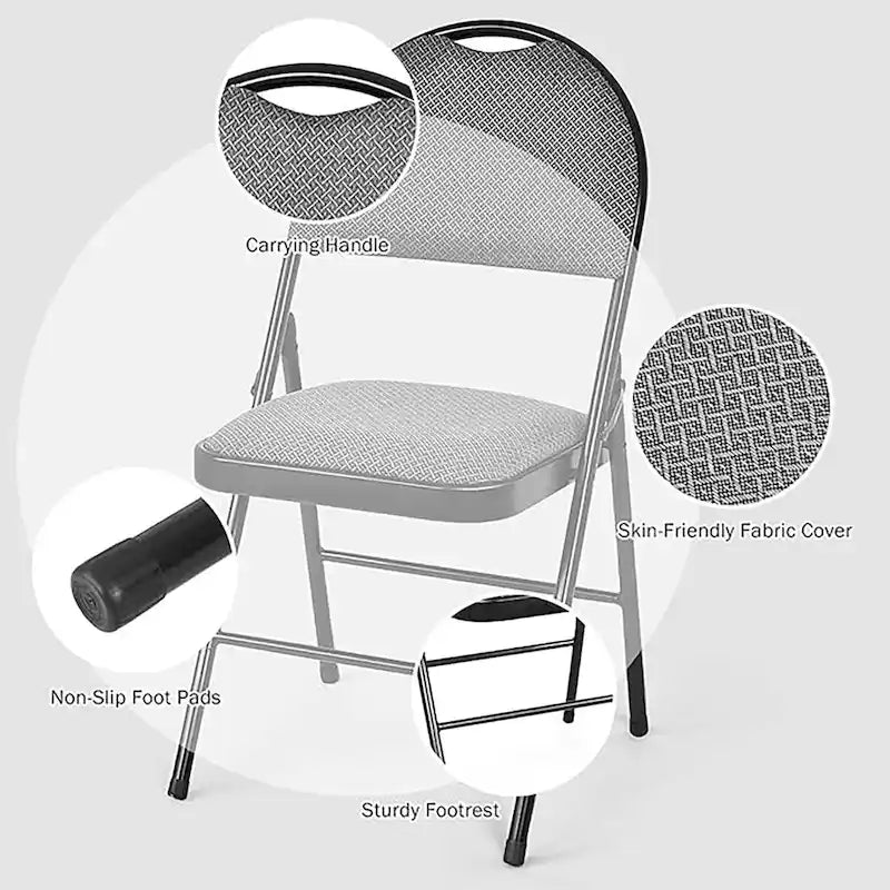 Lot de 2 ou 4 chaises pliantes portables rembourrées pour bureau, cuisine ou salle à manger