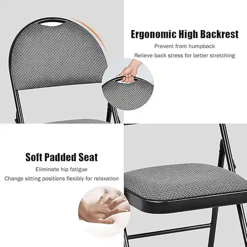 Lot de 2 ou 4 chaises pliantes portables rembourrées pour bureau, cuisine ou salle à manger