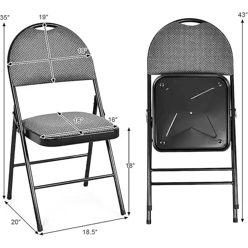 Lot de 2 ou 4 chaises pliantes portables rembourrées pour bureau, cuisine ou salle à manger