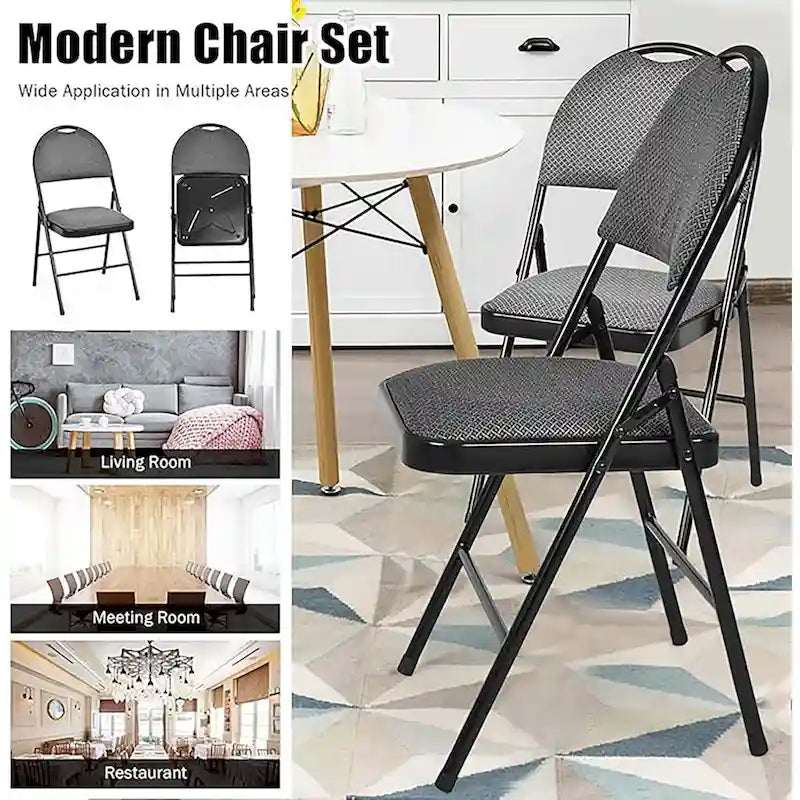 Lot de 2 ou 4 chaises pliantes portables rembourrées pour bureau, cuisine ou salle à manger