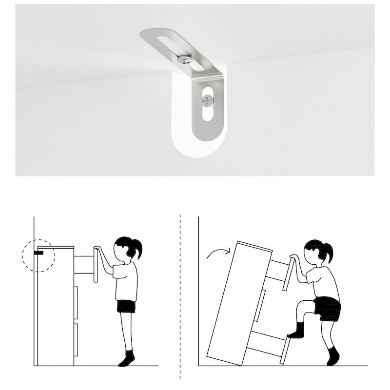 Commode blanche à 9 tiroirs au design moderne et dotée de dispositifs de sécurité