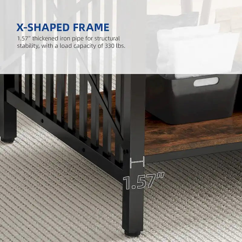 Table de cuisine Moasis 70 pouces (178 cm) pour 6 à 8 personnes, style industriel campagnard, avec étagère de rangement.