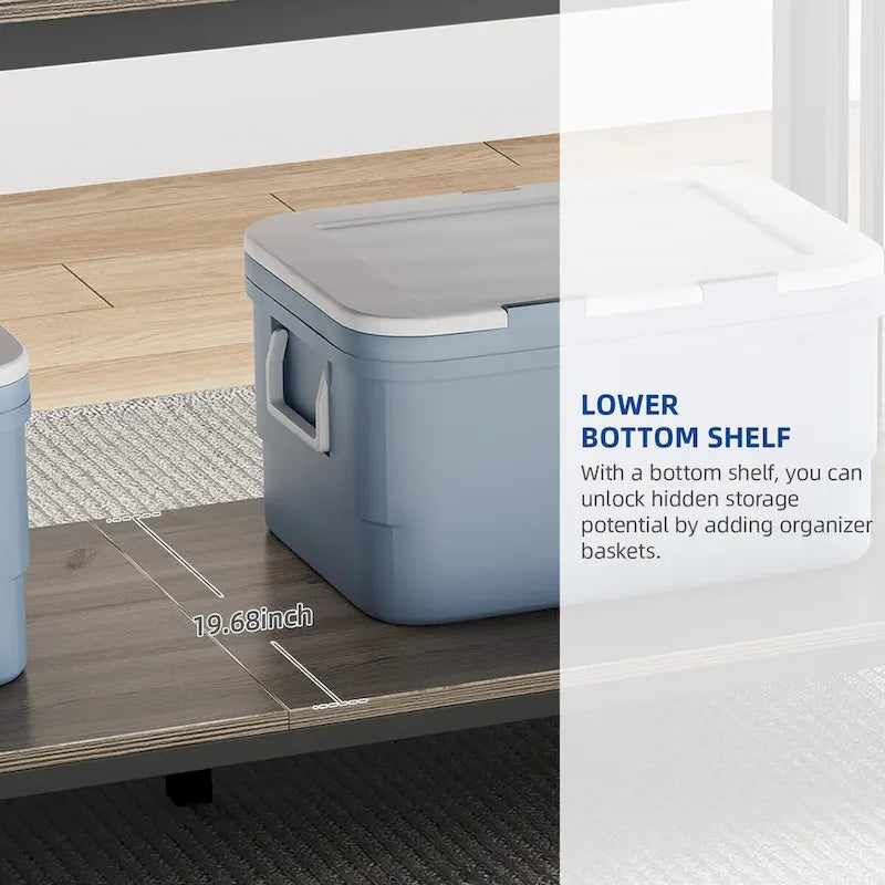 Table de cuisine Moasis 70 pouces (178 cm) pour 6 à 8 personnes, style industriel campagnard, avec étagère de rangement.