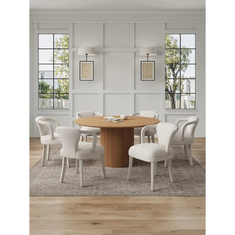 Ensemble de salle à manger rond moderne en bois massif Manhattan Comfort Hathaway 7 pièces