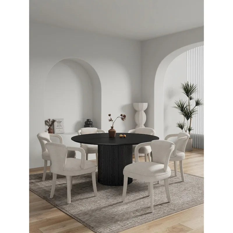 Ensemble de salle à manger rond moderne en bois massif Manhattan Comfort Hathaway 7 pièces