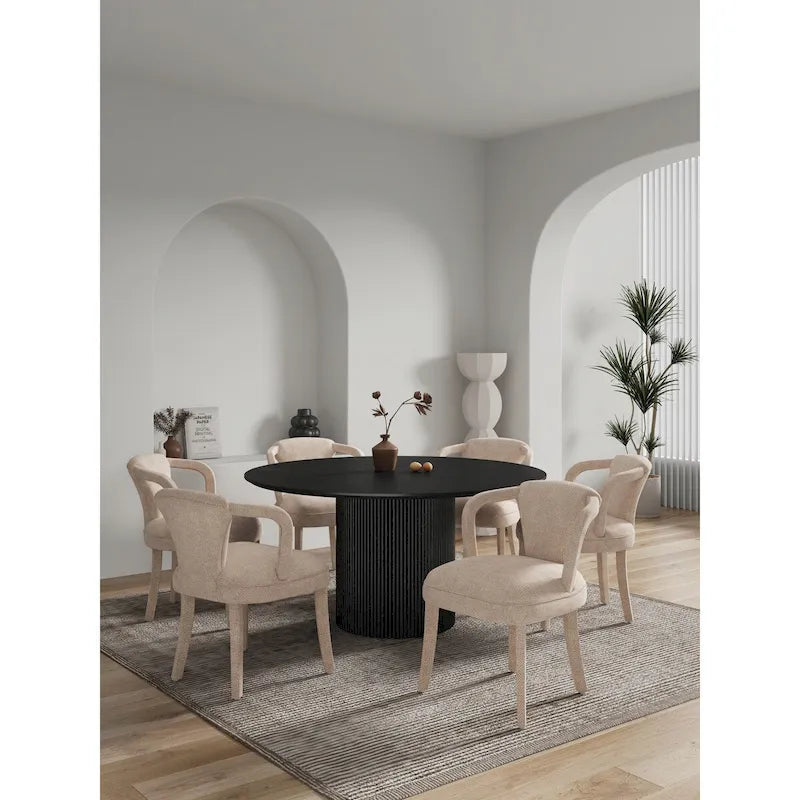 Ensemble de salle à manger rond moderne en bois massif Manhattan Comfort Hathaway 7 pièces