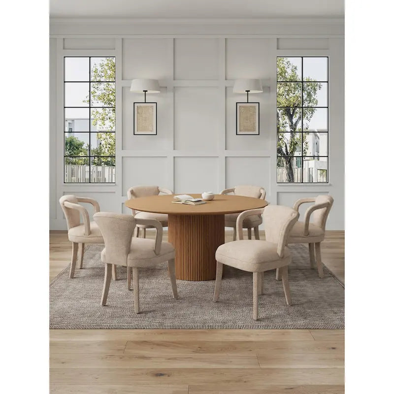 Manhattan Comfort 7-Piece Hathaway Modern 59.05 Solid Wood Round Dining Set