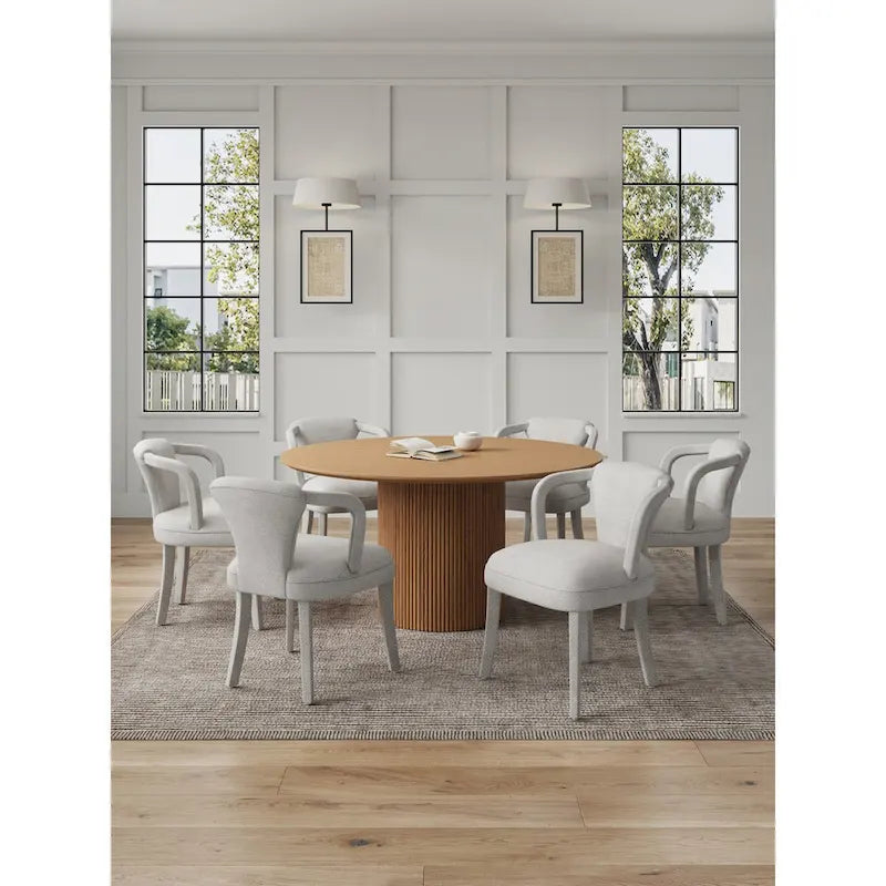 Ensemble de salle à manger rond moderne en bois massif Manhattan Comfort Hathaway 7 pièces