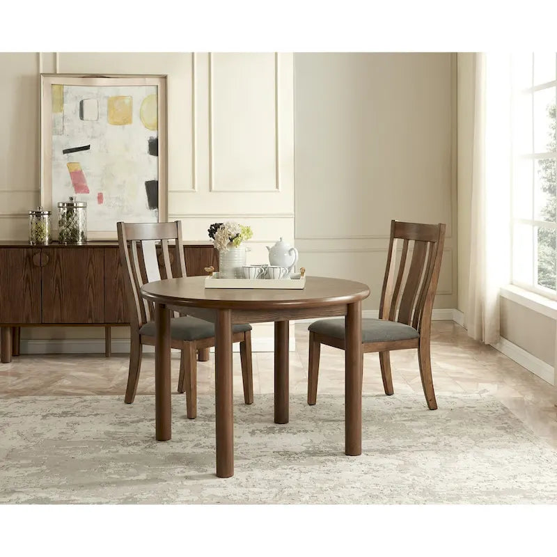 Table de salle à manger ronde de 42 pouces pour 4 personnes, table de cuisine rétro, table de salle à manger en bois avec pieds en bois massif, montage ultra facile